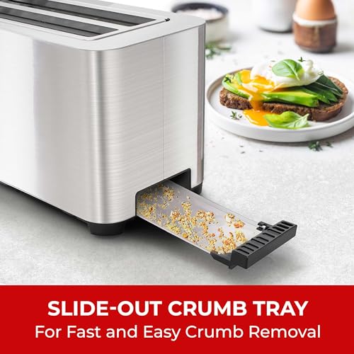 Mueller UltraToast Stainless Steel Toaster 4 Slice – Extra-Wide 1.6" Slots for Artisan Bread, Bagels & Frozen Waffles, 6 Browning Levels, LED Display, Cancel/Defrost/Reheat, Removable Crumb Tray - My Kitchen Products
