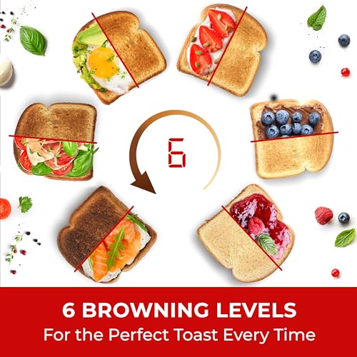 Mueller UltraToast Stainless Steel Toaster 4 Slice – Extra-Wide 1.6" Slots for Artisan Bread, Bagels & Frozen Waffles, 6 Browning Levels, LED Display, Cancel/Defrost/Reheat, Removable Crumb Tray - My Kitchen Products