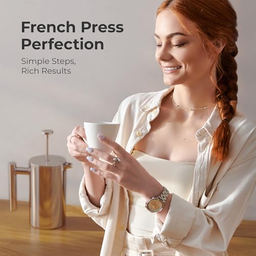 MuellerLiving French Press Coffee Maker 34oz, Stainless Steel French Press Coffee, 4 Filter Heat Resistant Double Insulated, Rust-Free, Food Grade, Dishwasher Safe Coffee Pot - My Kitchen Products