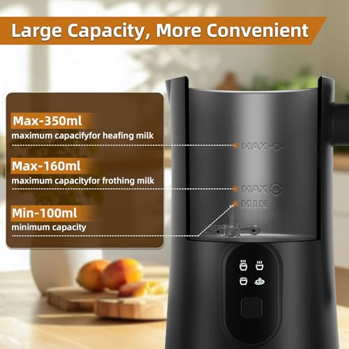 MUMAO Milk Frother, 4-in-1 Electric Milk Steamer, 350ml/11.8oz Automatic Frother for Coffee, Warm and Cold Foam Maker for Latte, Cappuccino and Hot Chocolate (Black) - My Kitchen Products