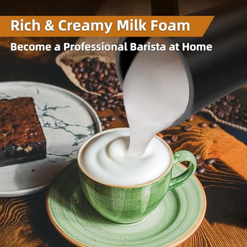 MUMAO Milk Frother, 4-in-1 Electric Milk Steamer, 350ml/11.8oz Automatic Frother for Coffee, Warm and Cold Foam Maker for Latte, Cappuccino and Hot Chocolate (Black) - My Kitchen Products