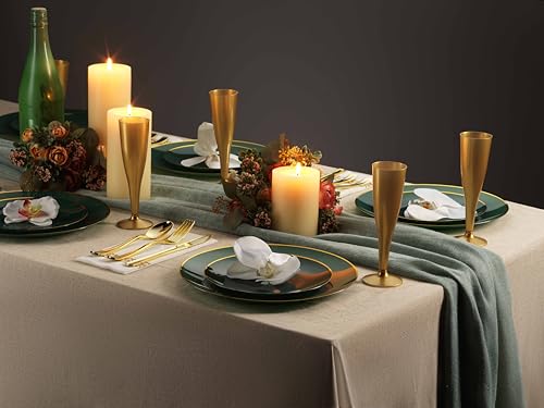 Munfix 30 Pack Gold Plastic Champagne Flutes - 5 Oz Disposable Toasting Glasses - Wedding Party Cocktail Mimosa Plastic Cups - My Kitchen Products