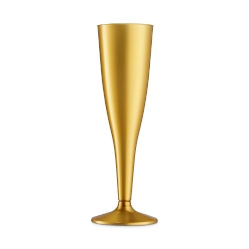 Munfix 30 Pack Gold Plastic Champagne Flutes - 5 Oz Disposable Toasting Glasses - Wedding Party Cocktail Mimosa Plastic Cups - My Kitchen Products