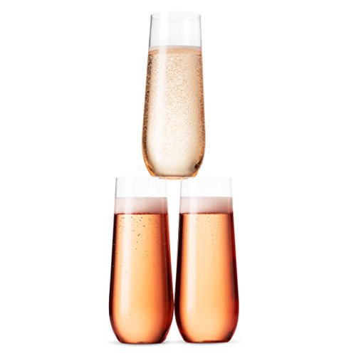 Munfix 36 Pack Stemless Plastic Champagne Flutes Disposable 9 Oz Clear Plastic Toasting Glasses Shatterproof Recyclable and BPA-Free - My Kitchen Products