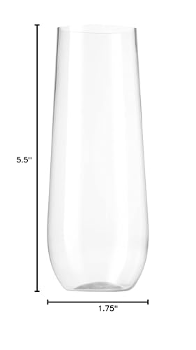 Munfix 36 Pack Stemless Plastic Champagne Flutes Disposable 9 Oz Clear Plastic Toasting Glasses Shatterproof Recyclable and BPA-Free - My Kitchen Products