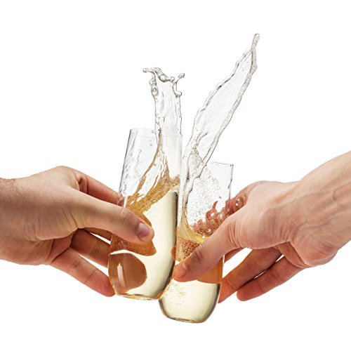 Munfix 36 Pack Stemless Plastic Champagne Flutes Disposable 9 Oz Clear Plastic Toasting Glasses Shatterproof Recyclable and BPA-Free - My Kitchen Products