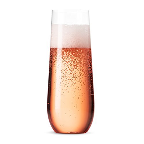 Munfix 36 Pack Stemless Plastic Champagne Flutes Disposable 9 Oz Clear Plastic Toasting Glasses Shatterproof Recyclable and BPA-Free - My Kitchen Products