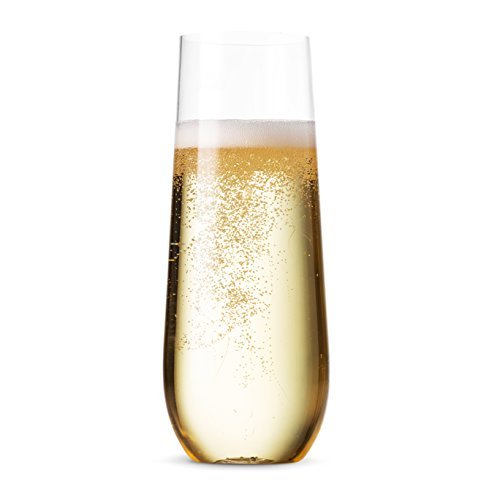 Munfix 48 Pack Stemless Plastic Champagne Flutes Disposable 9 Oz Clear Plastic Toasting Glasses Shatterproof Recyclable and BPA-Free - My Kitchen Products