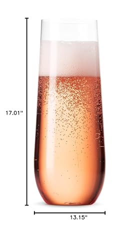Munfix 48 Pack Stemless Plastic Champagne Flutes Disposable 9 Oz Clear Plastic Toasting Glasses Shatterproof Recyclable and BPA-Free - My Kitchen Products