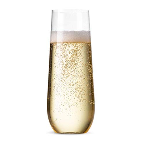 Munfix 48 Pack Stemless Plastic Champagne Flutes Disposable 9 Oz Clear Plastic Toasting Glasses Shatterproof Recyclable and BPA-Free - My Kitchen Products