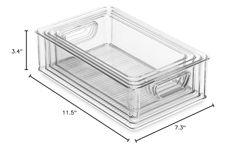 Munfix Set Of 16 Refrigerator Organizer Bins - Plastic Pantry Organization and Storage Baskets - Stackable Food Fridge Organizers with Cutout Handles for Freezer, Kitchen, Countertops, Cabinets - My Kitchen Products