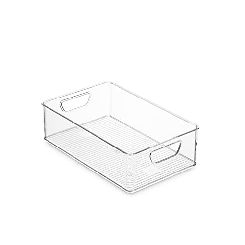 Munfix Set Of 16 Refrigerator Organizer Bins - Plastic Pantry Organization and Storage Baskets - Stackable Food Fridge Organizers with Cutout Handles for Freezer, Kitchen, Countertops, Cabinets - My Kitchen Products