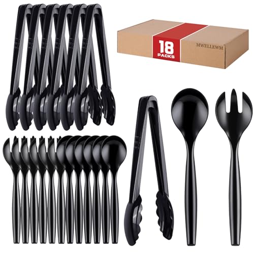 Mwellewm 18Pcs Serving Utensils, 10'' Plastic Serving Utensils Set, Disposable Serving Spoons for Buffet, Large Serving