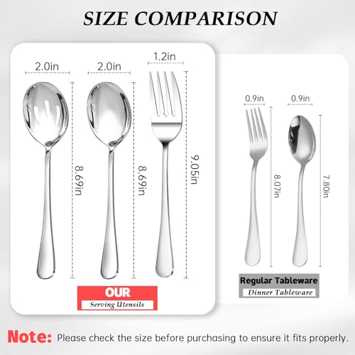 Mwellewm 18Pcs Serving Utensils, Serving Spoons for Buffet, Serving Tongs for Food, Slotted Spoons, Stainless Steel Banquet Cutlery Set for Parties Weeding Birthday Entertaining Catering(Silver) - My Kitchen Products
