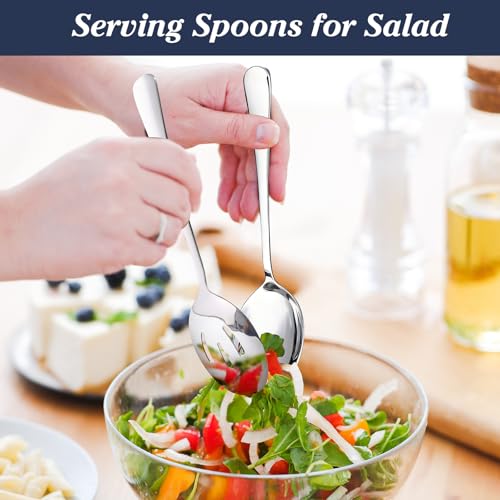 Mwellewm 18Pcs Serving Utensils, Serving Spoons for Buffet, Serving Tongs for Food, Slotted Spoons, Stainless Steel Banquet Cutlery Set for Parties Weeding Birthday Entertaining Catering(Silver) - My Kitchen Products