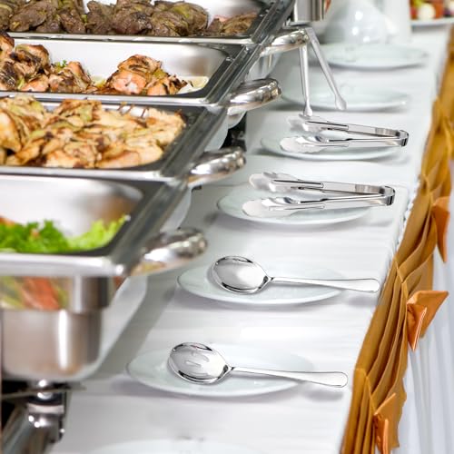 Mwellewm 18Pcs Serving Utensils, Serving Spoons for Buffet, Serving Tongs for Food, Slotted Spoons, Stainless Steel Banquet Cutlery Set for Parties Weeding Birthday Entertaining Catering(Silver) - My Kitchen Products
