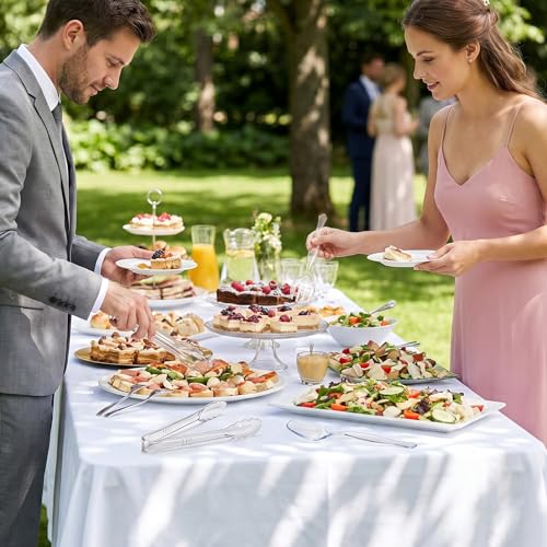 Mwellewm 36Pcs Serving Utensils Large Plastic Serving Utensils Set Serving Spoons for Buffet Clear Disposable Plastic Tongs 8.5'' Heavy Duty Slotted Spoons/Forks Supplies for Party Food Salad Soup - My Kitchen Products