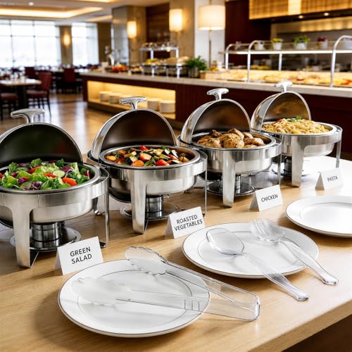 Mwellewm 36Pcs Serving Utensils Large Plastic Serving Utensils Set Serving Spoons for Buffet Clear Disposable Plastic Tongs 8.5'' Heavy Duty Slotted Spoons/Forks Supplies for Party Food Salad Soup - My Kitchen Products
