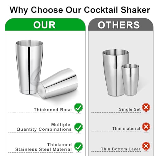 Mwellewm 8 Pcs Cocktail Shaker Boston Shaker Set Professional Bartender Kit Bar Stainless Steel Drink Shaker Bartending Martini Tin with 18oz & 28oz Mixed Alcohol Tool for Beginner(Silver) - My Kitchen Products