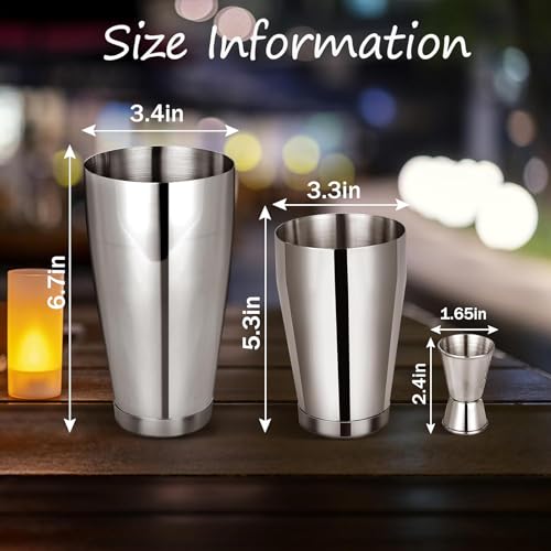 Mwellewm Cocktail Shaker Set Bartender Kit, 12 Pcs Boston Drink Shaker with Strainer Bartending Martini Shaker Tin with 18oz & 28oz Mixed Alcohol Shaker Stainless Steel Bar Tool for Beginner - My Kitchen Products