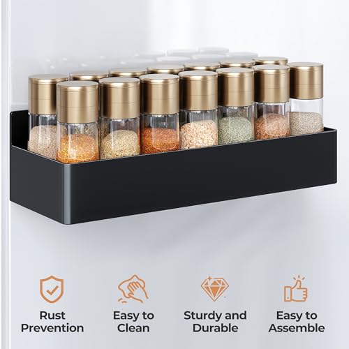 Mystozer Magnetic Spice Rack for Refrigerator, Kitchen Organizer and Storage Shelf, Black (4 Pack)… - My Kitchen Products