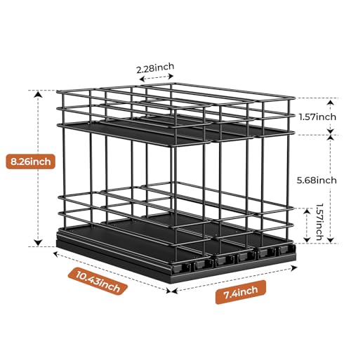 Mystozer Pull Out Spice Rack Organizer for Cabinet, Slide Out Spice Racks, Easy to Install Spice Cabinet Organizers, 7.4" Wx10.43 Dx8.26 H, 3 Drawers 2 Tiers(Black) - My Kitchen Products