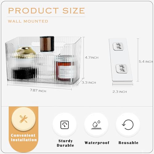 MZYIWUU 2 Pack Cabinet Door Organizer, Adhesive Wall Mounted Organizer Bins, Clear Storage Caddy, Stackable Basket for Kitchen Cabinets, Bathroom, Pantry, Office, and Tabletop Organization - My Kitchen Products