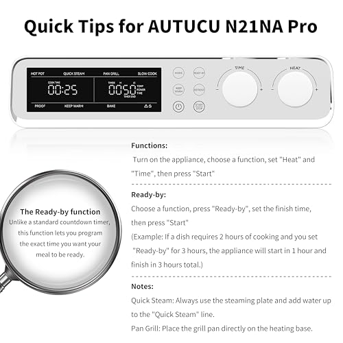 N21NA Pro Slow Cooker 10 Quart, 8-in-1 Programmable PFOA-Free Ceramic Coated Multi-Cooker with Grill Pan, Steaming Plate (Includes Silicone Spoon & Tongs) - My Kitchen Products