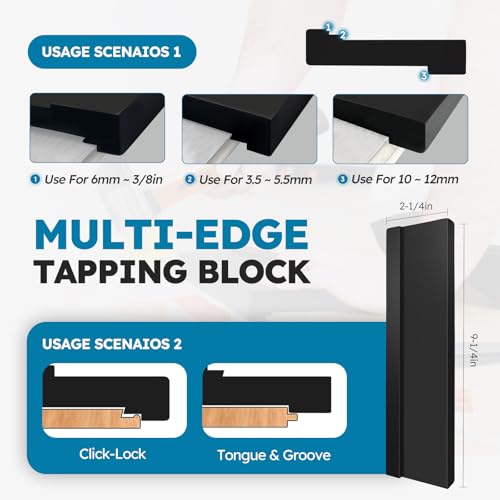 NAACOO Laminate/Vinyl Flooring Tools, Tapping Block for Vinyl Plank Flooring-Double Sided with Notches,10In Contour Gauge, Pull Bar, 40Pcs Floor Spacers,Rubber Mallet. Universal Floor Installation kit - My Kitchen Products
