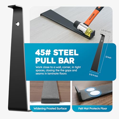 NAACOO Laminate/Vinyl Flooring Tools, Tapping Block for Vinyl Plank Flooring-Double Sided with Notches,10In Contour Gauge, Pull Bar, 40Pcs Floor Spacers,Rubber Mallet. Universal Floor Installation kit - My Kitchen Products