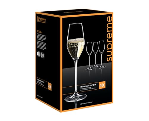 Nachtmann Supreme Champagne Flutes – Set of 4 Lead-Free 10.1 oz Crystal Stemware with Slimline Shape & Sparkling Point, Refined Glasses for Prosecco, Weddings, Events, Entertaining Guests - My Kitchen Products