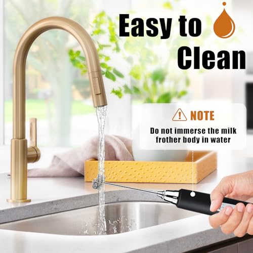 Nahida Black Milk Frother Wand for Coffee, Frother Handheld Rechargeable Electric Whisk Drink Mixer with 3 Heads 3 Speeds Coffee Frother Electric Stirrer For Latte, Cappuccino, Hot Chocolate - My Kitchen Products