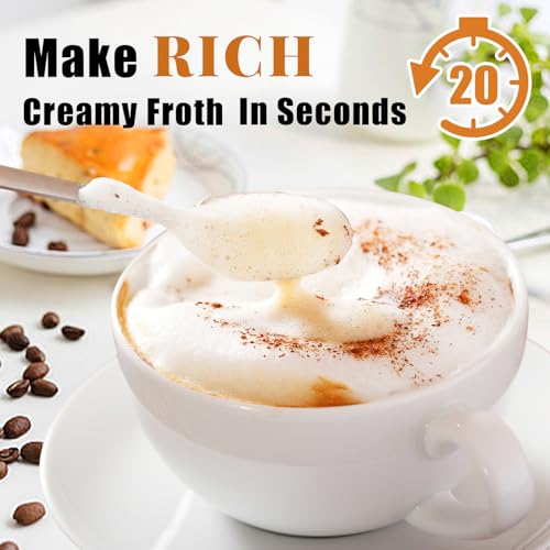 Nahida Black Milk Frother Wand for Coffee, Frother Handheld Rechargeable Electric Whisk Drink Mixer with 3 Heads 3 Speeds Coffee Frother Electric Stirrer For Latte, Cappuccino, Hot Chocolate - My Kitchen Products