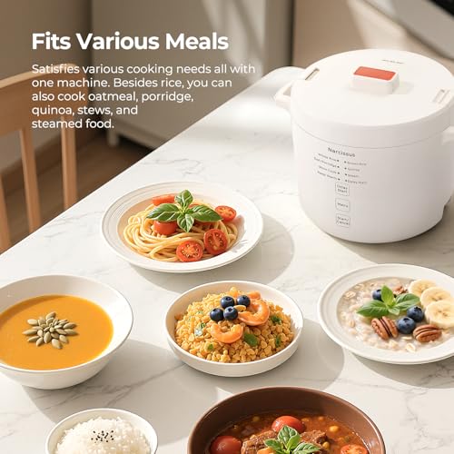 Narcissus 3.5-Cup Rice Cooker for 1-3 People, Multifunctional for Rice, Oatmeal, Quinoa - Slow Cook, Steam, Cook Rice & Steam Dish Together, Rice White - My Kitchen Products