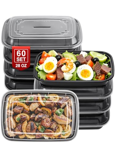 NEEBAKE 60 Sets 28oz Meal Prep Container - Reusable Plastic Food Storage Containers with Lids, Fits Microwave, Freezer and Dishwasher Safe - My Kitchen Products