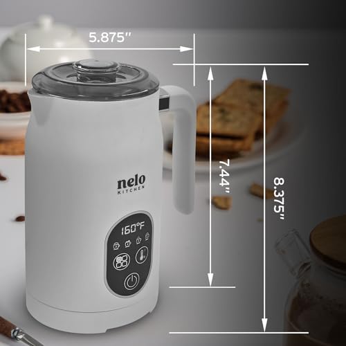NELO Electric Milk Frother, 4 In 1 Digital Milk Frother and Steamer with Real-Time Temperature Control, Automatic Frother for Coffee, Latte, Hot Chocolate, Cappuccino, BPA Free Stainless Steel (White) - My Kitchen Products