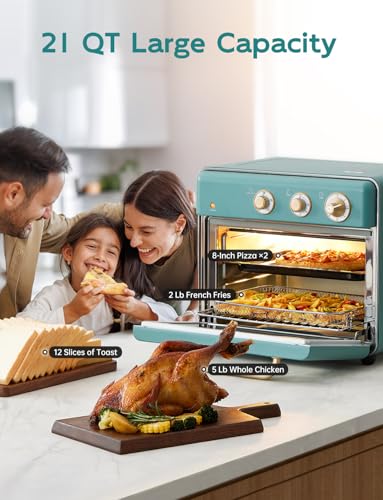 Neretva [21 QT& 6-in-1] Toaster Oven & Air Fryer, Compact Toaster Ovens Countertop with 5 Slices 1500W Rapid Heat Air Fryer Toaster Oven Combo Stainless Steel for Bake/Toast/Broil/Air Fryer/Defrost - My Kitchen Products