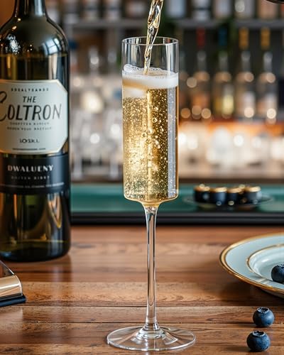 Nervure 24 Pack Plastic Champagne Flutes - 6 Oz Clear Disposable Champagne Flutes - Square Plastic Toasting Glasses for Party Birthday Anniversary Wedding - My Kitchen Products