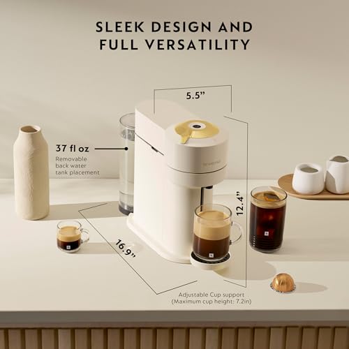 Nespresso Vertuo Next Coffee and Espresso Maker by De'Longhi, Creamy White and Gold - My Kitchen Products