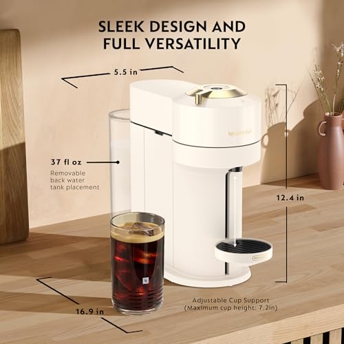 Nespresso Vertuo Next Coffee and Espresso Maker by De'Longhi, Creamy White and Gold - My Kitchen Products