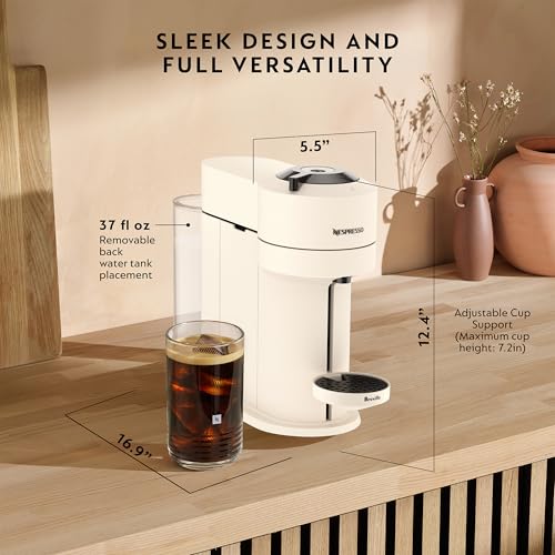 Nespresso Vertuo Next Premium Coffee and Espresso Maker by Breville with Aeroccino Milk Frother, Creamy White Dark Chrome - My Kitchen Products