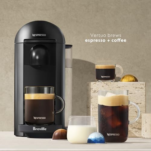 Nespresso Vertuo Plus Coffee and Espresso Maker by Breville, Ink Black with Aeroccino Milk Frother - My Kitchen Products