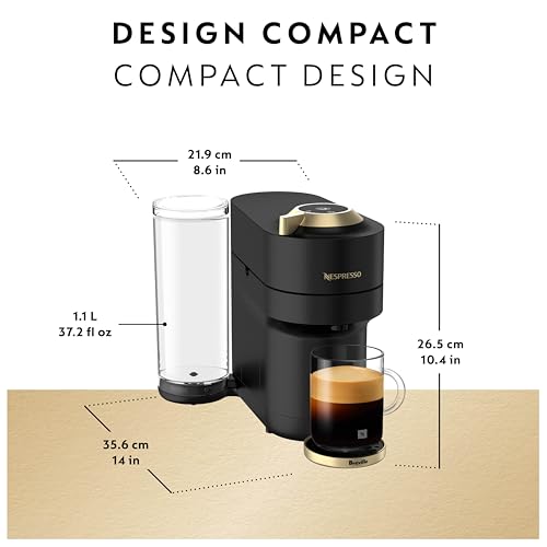 Nespresso Vertuo Pop+ Coffee and Espresso Maker by Breville, Matte Black Gold - My Kitchen Products