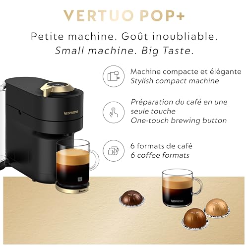 Nespresso Vertuo Pop+ Coffee and Espresso Maker by Breville, Matte Black Gold - My Kitchen Products