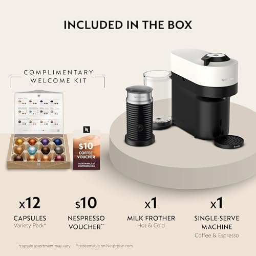Nespresso Vertuo Pop+ Coffee and Espresso Maker by Breville with Milk Frother, Coconut White - My Kitchen Products