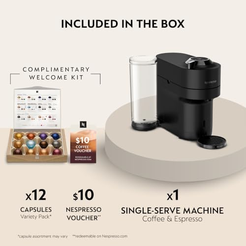 Nespresso Vertuo Pop+ Deluxe Coffee and Espresso Maker by De'Longhi, Black Matte Dark Chrome - My Kitchen Products