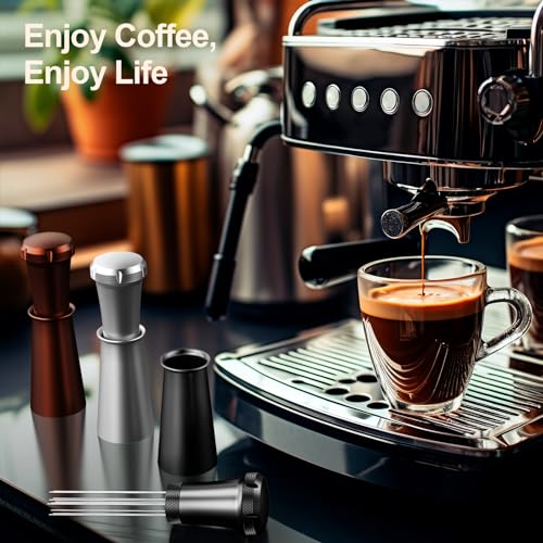 Nessus WDT Espresso Distribution Tool, Espresso Accessories with Built-in Cleaning Brush, 0.35mm 10 Needle Distributor and Extra 10 Needles for Espresso Stirrer, Aluminum Handle with Stand for Barista - My Kitchen Products