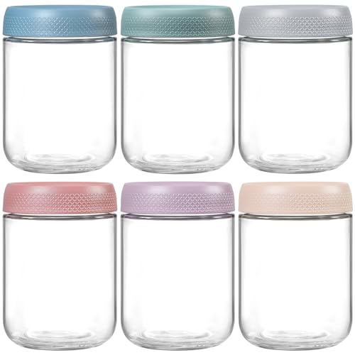 NETANY 6-pack 16 oz Overnight Oats Containers with Lids, Glass jars with Airtight Lids, Wide mouth Mason Salad jars, Glass Food Storage Containers for Snacks Yogurt Spice Sugar - My Kitchen Products