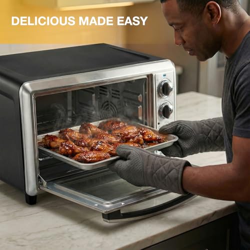NEWBULIG 19QT Countertop Toaster Oven, 5-in-1 Multi-Functional Oven for Baking, Pizza, Broiling, Includes Baking Tray, Baking Rack, 0-450°F Temperature Control, 60-Min Timer, Stainless Steel - My Kitchen Products