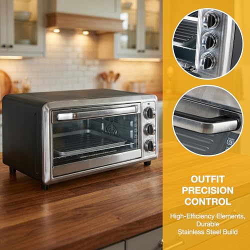 NEWBULIG 19QT Countertop Toaster Oven, 5-in-1 Multi-Functional Oven for Baking, Pizza, Broiling, Includes Baking Tray, Baking Rack, 0-450°F Temperature Control, 60-Min Timer, Stainless Steel - My Kitchen Products